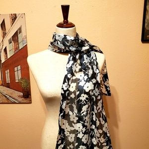 Black and White Flowery Scarf